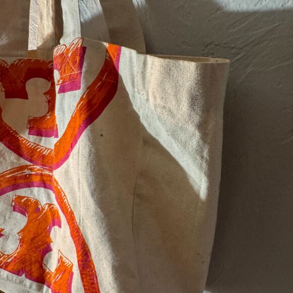 Tory Burch Neon Logo Canvas Tote Bag - Picture 8 of 9